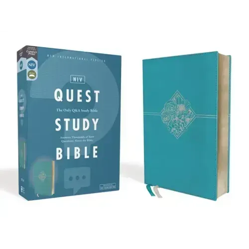 Niv, Quest Study Bible, Leathersoft, Blue, Comfort Print: The Only Q and A Study Bible
